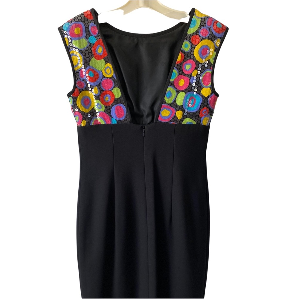 A.J. BARI Vintage Mod Retro Sequin Cocktail Dress Multicolor Sleeveless Black 6 - Picture 12 of 12